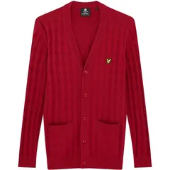 ライルアンドスコット メンズ アウター ニット・セーター Lyle and Scott Argyle Cardgan Sn31 Tunnel Red レッドのサムネイル