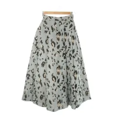 リエンダ rienda スカート S 青 ブルー サックス レオパード柄 フレア ロング丈 /CK45 ■GY58