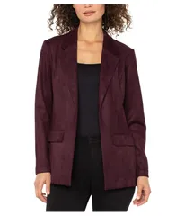 リヴァプール ロサンゼルス レディース アウター コート スキューバ スエード ブレザー ニット Liverpool Los Angeles Sueded Scuba Knit Boyfriend Blazer Dark Oxblood オックスブラッド