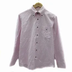 バーバリーブラックレーベル BURBERRY BLACK LABEL Yシャツ ワイシャツ 長袖 ボタンダウン ドット柄 2 ピンク グレー BMW02-800-12 /YS14 ■GY53