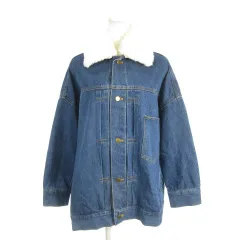 ルカ レディラックルカ LUCA LADY LUCK LUCA デニムジャケット Gジャン ジージャン 青 ブルー ボア襟 長袖 フロントボタン /AH30 ■GY63