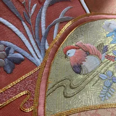 名古屋帯 刺繍 金駒刺繍 上品な加工 九寸 正絹 着物 MA-5298