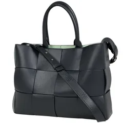 ボッテガヴェネタ BOTTEGAVENETA アルコ トートバッグ 2WAY ショルダーバッグ マキシイントレチャート レザー グレー レディース 【中古】