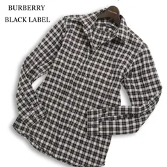BURBERRY BLACK LABEL バーバリー ブラックレーベル ホース刺繍★ ウール混 長袖 チェック シャツ Sz.2 メンズ