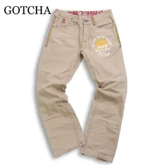 GOTCHA ガッチャ 通年 ロゴプリント 刺繍★ ダック地 ラスタカラー ストレート ワーク パンツ Sz.S メンズ サーフのサムネイル