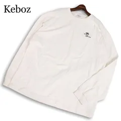 Keboz ケボズ 通年★ 長袖 ロゴ刺繍 ビッグシルエット ロンT 大きいサイズ Sz.XL メンズ 白のサムネイル