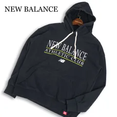 NEW BALANCE ニューバランス 通年★ プルオーバー スウェット ロゴプリント パーカー Sz.S メンズ 黒