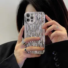 iPhoneケース スマホケース 波 ウェーブ メタリック シルバー きらきら 可愛い おしゃれ iPhone12 iPhone13 iPhone15 iPhone16 iPhone17