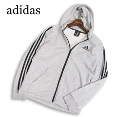 adidas アディダス 通年★ スウェット サイドライン ロゴプリント フルジップ パーカー Sz.S メンズ 灰