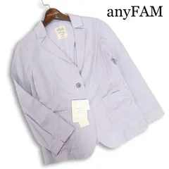 【新品 未使用】 anyFAM エニィファム 春夏★ 日本製生地 ストライプ テーラード ジャケット Sz.3 レディースのサムネイル