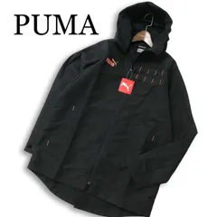 【新品 未使用】 PUMA プーマ 通年  ロゴプリント★ マウンテン パーカー ウインドブレーカー ジャケット Sz.M メンズ 黒