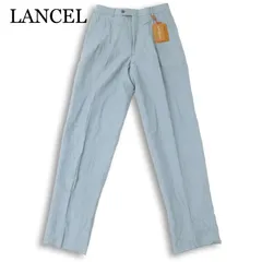 未使用★ LANCEL ランセル 春夏 麻★ リネン ワッシャー加工 タック テーパード スラックス パンツ 日本製 Sz.76 メンズのサムネイル