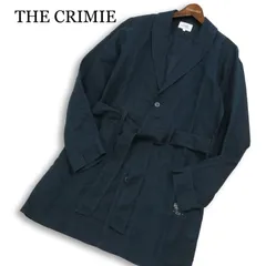 美品★ THE CRIMIE クライミー 春夏 亜麻★ リネン ロゴプリント ショールカラー ガウン カーディガン Sz.M メンズ ネイビーのサムネイル
