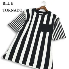 【美品】BLUE TORNADO トルネードマート 春夏★ 半袖 ストライプ 切替 ポケット Tシャツ カットソー Sz.L メンズのサムネイル