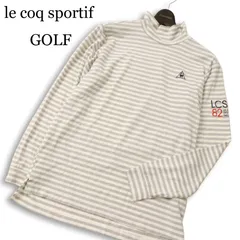 le coq sportif GOLF ルコック スポルティフ ゴルフ 通年 長袖 ボーダー ロゴ刺繍 モックネック シャツ Sz.L メンズ グレー