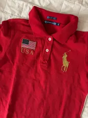 ポロラルフローレン レッド 星条旗 ビックポニー ポロシャツ