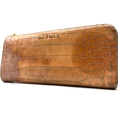 miu miu ミュウミュウ クロコ型押し 長財布 レザー ピンク ベージュ
