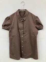 theory luxe シャツ/ブラウス 040 ブラウン コットン 無地 ミドル丈 半袖 レギュラーカラー