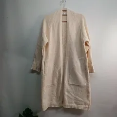 アイボリー ロング ニット カーディガン ポケット型 95サイズ 春 秋 510037