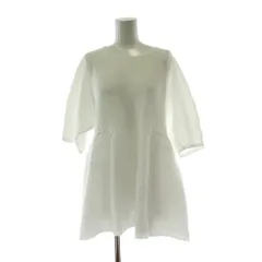 グリーンレーベルリラクシング ユナイテッドアローズ green label relaxing チュニック 白 ホワイト ラウンドネック ドット柄 七分袖 ペプラム トップス /PP ■GY60