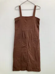 Samansa Mos2 blue サマンサモスモスブルー ジャンパースカート M ブラウン コットン 無地 ひざ丈 タイト
