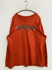 HARLEY-DAVIDSON ハーレーダビッドソン Tシャツ/カットソー XL オレンジ 前面プリント バックプリント ブランドロゴ ミドル丈 長袖 クルーネック(丸首)