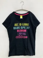 adidas neo アディダスネオ Tシャツ/カットソー L ブラック 前面プリント ブランドロゴ ミドル丈 半袖 クルーネック(丸首)