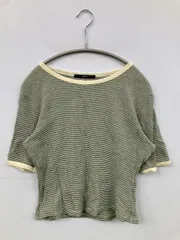 Kastane カスタネ Tシャツ/カットソー F グリーン ボーダー柄 半端袖 ショート丈 ボートネック