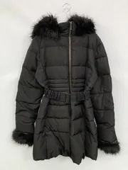 RESEXXY リゼクシー ダウンジャケット/コート M ブラック フェイクファー 無地 ミドル丈 フードあり ジップアップ