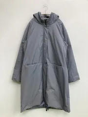 Fal beu ダウンジャケット/コート グレー 無地 ロング丈 フードあり ジップアップ ボタン留め