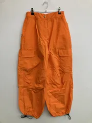 Attitude makes style! アティチュードメイクススタイル カーゴパンツ M オレンジ フルレングス ナイロン 無地 ワイド・ルーズ ストレート ウエストゴム・紐 ハイウエスト