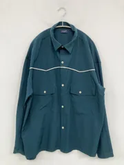 BACK NUMBER バックナンバー シャツ/ブラウス L グリーン 無地 ライン柄 ミドル丈 長袖 レギュラーカラー
