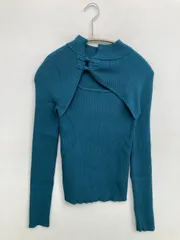 MURUA ムルーア ニット/セーター F スカイブルー 無地 ミドル丈 長袖 タートルネック/ハイネック
