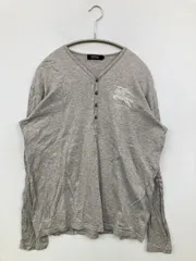 BURBERRY BLACK LABEL バーバリーブラックレーベル Tシャツ/カットソー 3 グレー ヘンリーネック ブランドロゴ