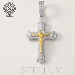 【輝き放つ、極上クロス】モアサナイト・ネックレス/十字架・クロストップ/シルバー925 S925刻印/立体キリスト像/フルパヴェ/S925チェーン無料/ブリンブリン/マイアミキューバンチェーン/テニスチェーン/Iced out/HIPHOP