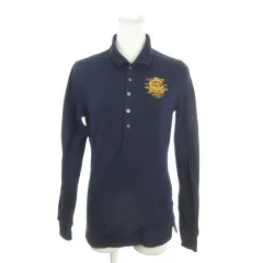 ラルフローレン RALPH LAUREN ポロシャツ 長袖 M 紺 ネイビー 刺繍 ストレッチ /MN14 ■ECD001