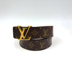 LOUIS VUITTON モノグラム サンチュール LVイニシャル シリアル番号不明 PVC ブラウン ベルト ゴールド M9608