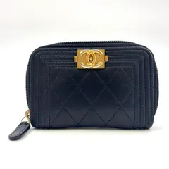 CHANEL ボーイシャネル コインケース シリアル番号22番台 キャビアスキン ブラック 財布 ゴールド