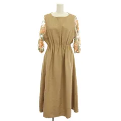 フレンチパヴェ FRENCH PAVE ワンピース ロング ベージュ 花柄刺繍 レース 七分袖 fk00011-be-SM /YM