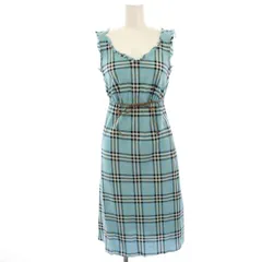 バーバリーブルーレーベル BURBERRY BLUE LABEL ワンピース ひざ丈 チェック柄 ノースリーブ ペチコート付き 36 水色 ライトブルー FM518-232 /HN