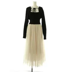 スナイデル SNIDEL 24SS ボレロセットチュールニットワンピース ロング 2点セット F ブラック /HK ■OS