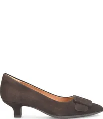 ソフト レディース シューズ パンプス スエード ヒール Sofft Sadie Suede Buckle Ornament Pointed Toe Kitten Heel Pumps Chocolate チョコレート