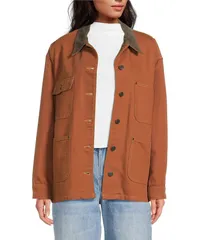 ジャンビニ レディース アウター コート スエード ジャケット Gianni Bini Rose Suede Collared Canvas Barn Jacket Cognac
