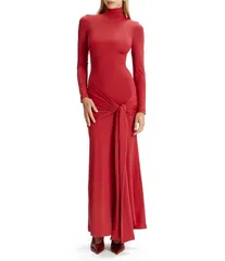 バードット レディース トップス ワンピース タートルネック マキシワンピース マキシ Bardot Alix Turtleneck Tie Front Maxi Dress Burgundy バーガンディ