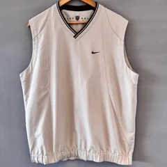 00's NIKE GOLF ナイキゴルフ Vネックベスト ノースリーブシャツ ゴルフウェア ライトベージュ メンズ XLサイズ
