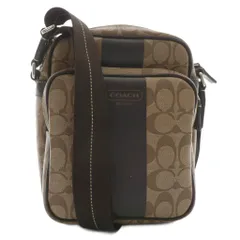 コーチ COACH ショルダーバッグ PVC レザー シグネチャー ヘリテージストライプ 総柄 ロゴ 茶色 ブラウン F70589 /XZ ■GY18