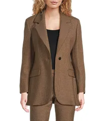 マレーラ レディース アウター コート ウール ブレザー Marella Cerreto Wool Blend Plaid Notch Lapel Long Sleeve Blazer Camel キのサムネイル