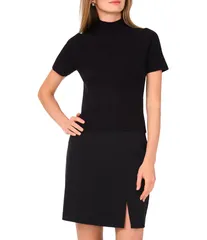 ワンステート レディース アウター ニット・セーター タートルネック セーター 1 STATE Turtle Neck Short Sleeve Sweater Rich Black ブラック