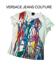 【極美品/イタリア製】VERSACE JEANS COUTURE ペイントアート Tシャツ S 派手柄 メデューサロゴのサムネイル
