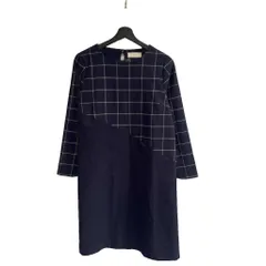 ゴールデンベア GOLDEN BEAR タグ付き ワンピース ひざ丈 長袖 M 紺 ネイビー ■GY61